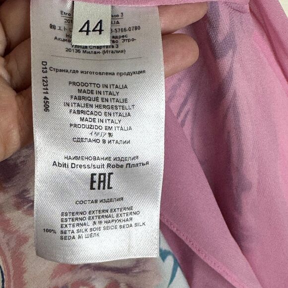 Etro ladies floral print boho butterfly keyhole midi silk dress size 44 us 10 - Picture 11 of 15